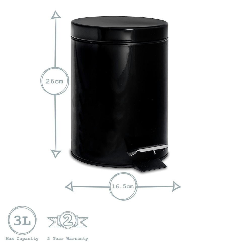 image 1 of Harbour Housewares Round Toilet Brush & Bin Set - Black | Black