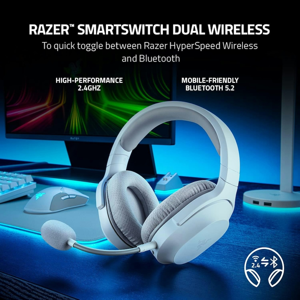 image 1 of Barracuda X Wireless Gaming & Mobile Headset (PC, PlayStation, Switch 2, Android, iOS): 2.4GHz Wireless + Bluetooth - Lightweight - 40mm Drivers - Detachable Mic - 50 Hr Battery - Mercury White