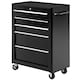 image 1 of HOMCOM 5-Drawer Lockable Steel Tool Storage Cabinet with Wheels Handle 2 Keys Organisation BoUnit Chest Garage DIY Workshop Trolley Black | Black