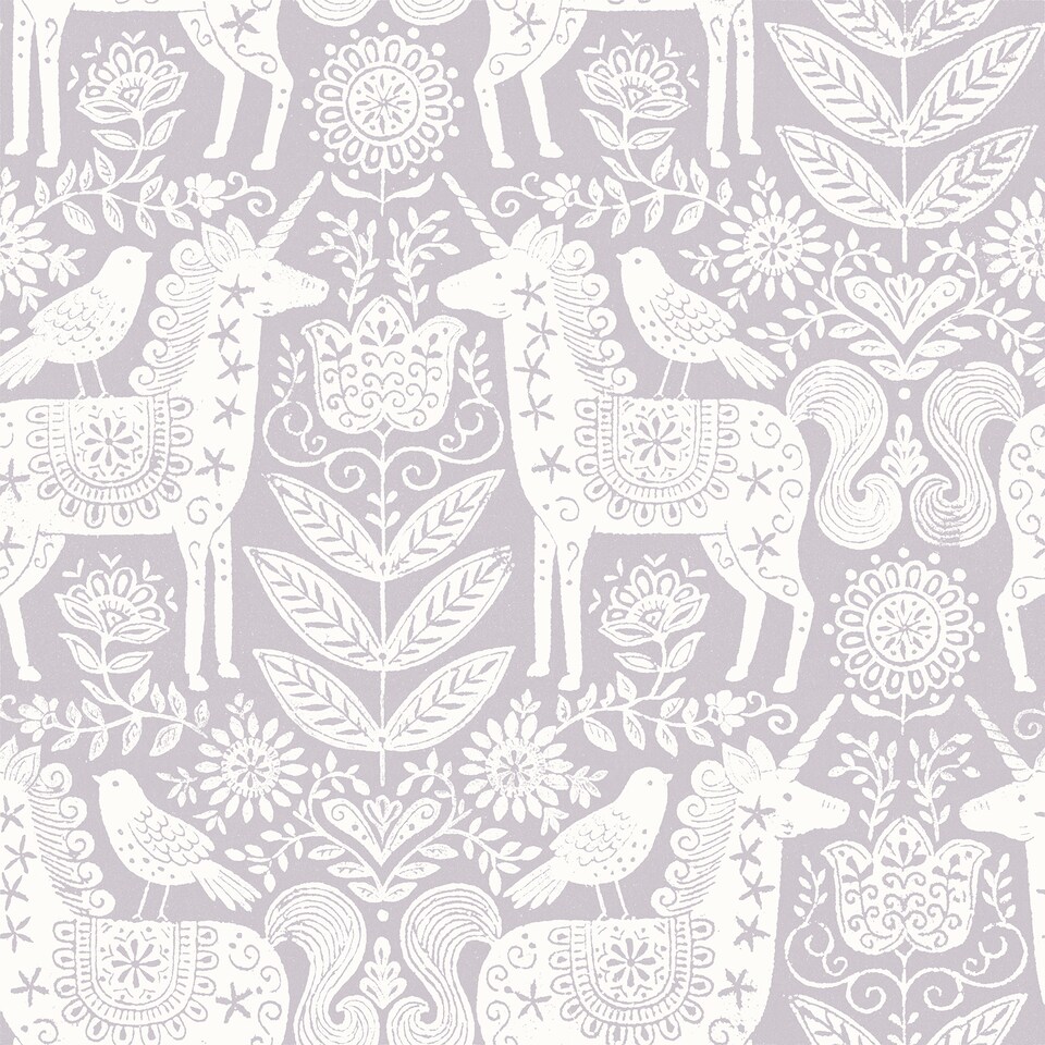 image 1 of NuWallpaper NUS4857 Unicorn Stamp Peel & Stick Wallpaper, Purple