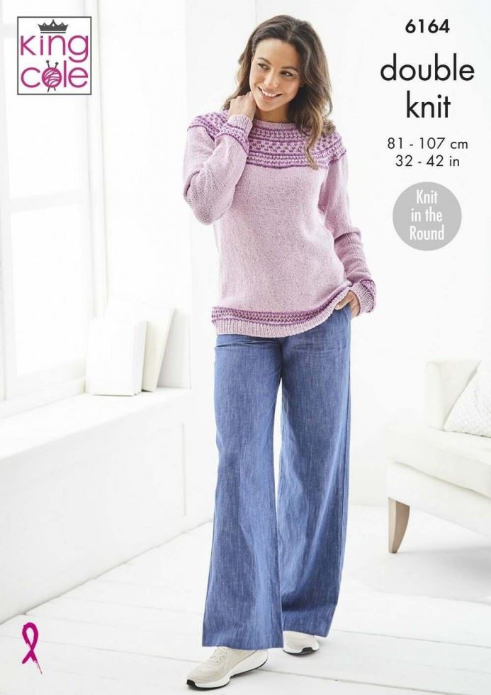 King Cole Finesse Cotton Silk DK Knitting Pattern 6164, Sweaters for Women - 32 - 42 Inches