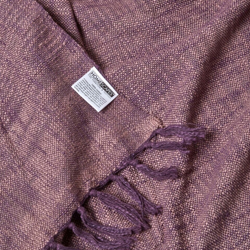 image 1 of Homescapes Nirvana Slub Cotton Mauve Throw - 255 x 360 cm Purple