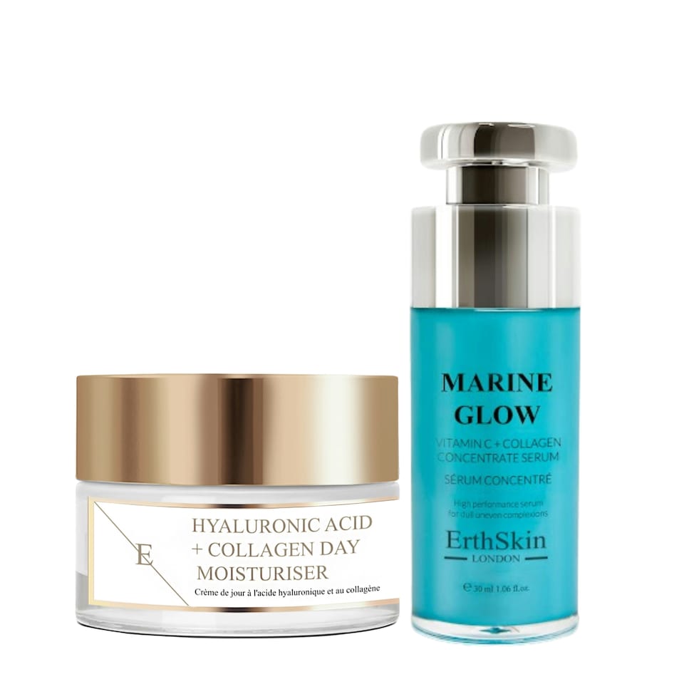 image 1 of Marine Glow Vitamin C + Collagen Concentrate Serum 30ml + Hyaluronic acid & Collagen Day Cream 50ml