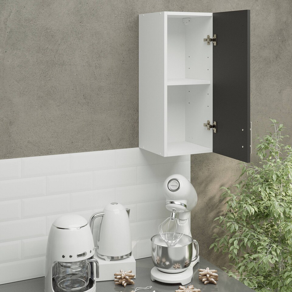 image 1 of JD Greta Kitchen Wall Unit 300mm Storage Cabinet With Doors and Shelf 30cm - Dark Grey Matt