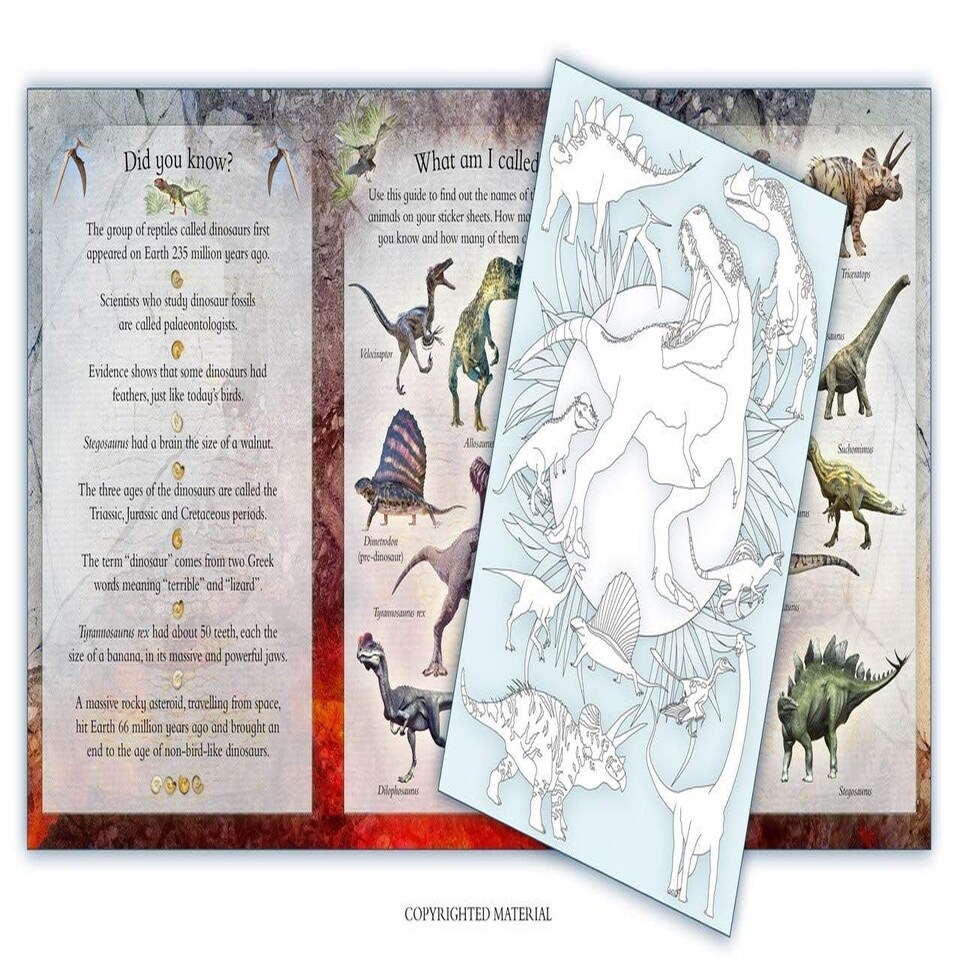 image 1 of Activity Pack Dinosaurs - CARDS - 18D Kids Activity & Sticker - Fine Feather (GBS / Bounce) - 9781908489562