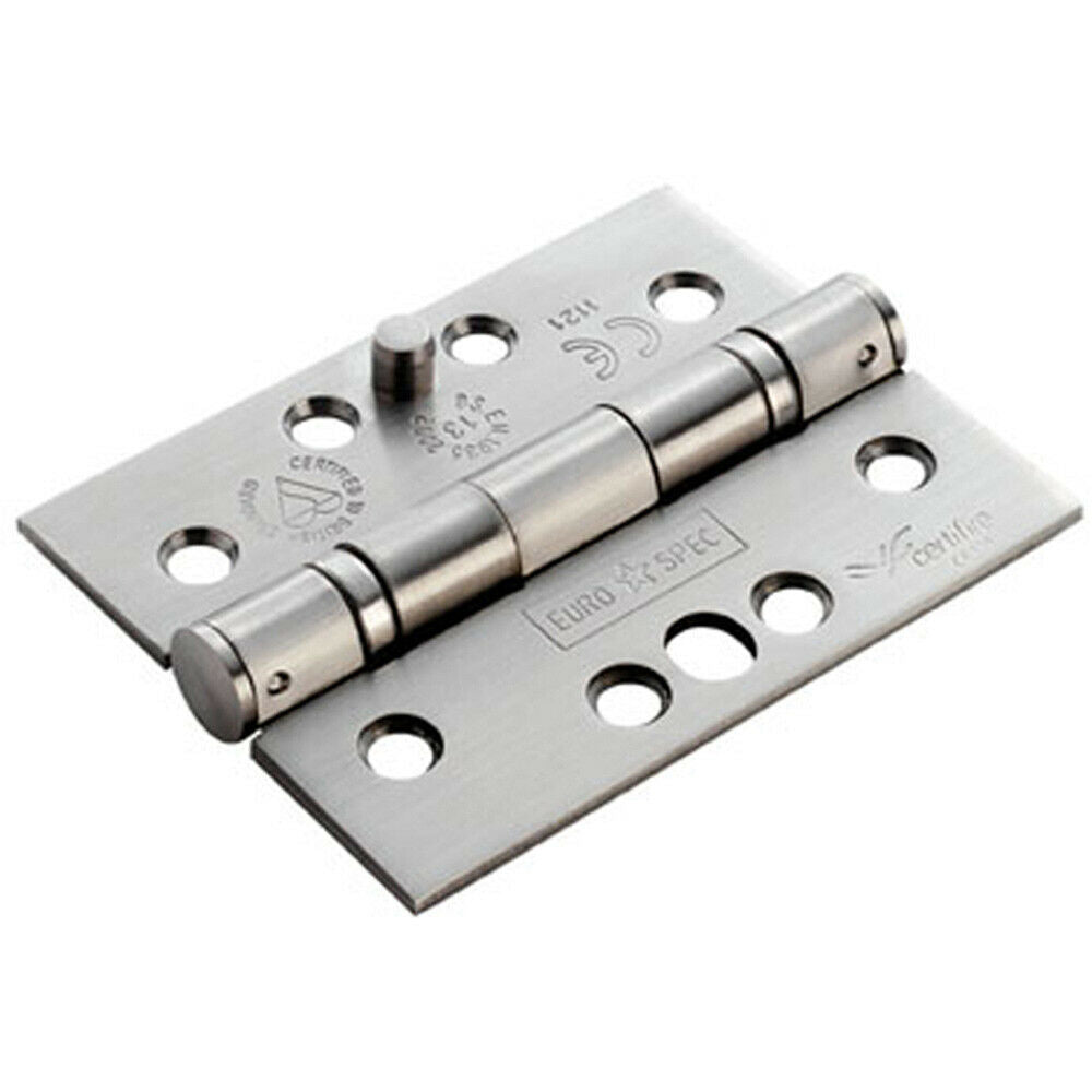 Loops PAIR 102 x 76 x 3mm 13 Ball Bearing SECURITY Hinge Satin Stainless Steel in Metallics