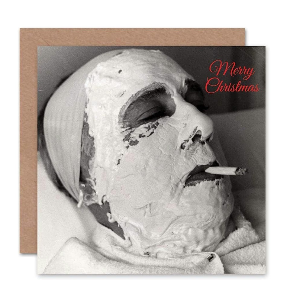 image 1 of Alternative Xmas Relax Mask Smoke Funny Christmas Card