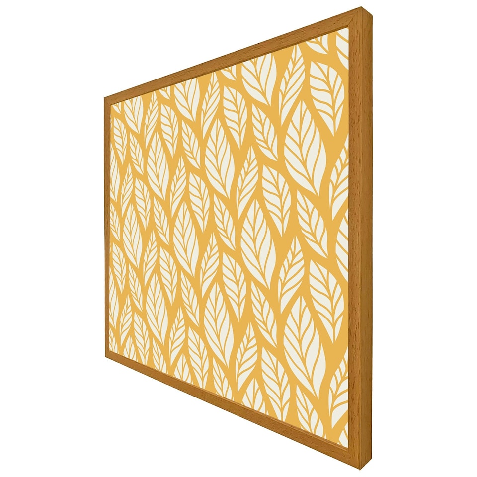image 1 of White leaf pattern on orange (Picutre Frame) Brown | Oak | L