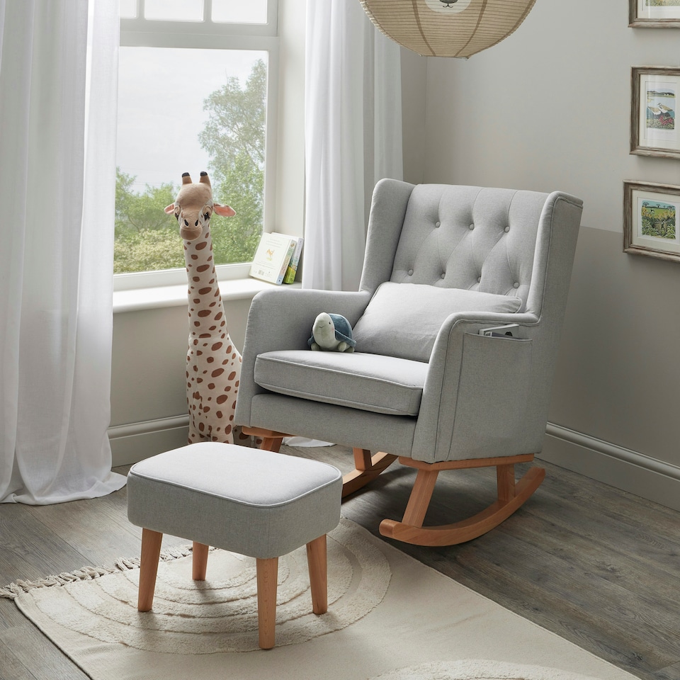 image 1 of Babymore Lux Nursing Chair with Stool - Grey Grey
