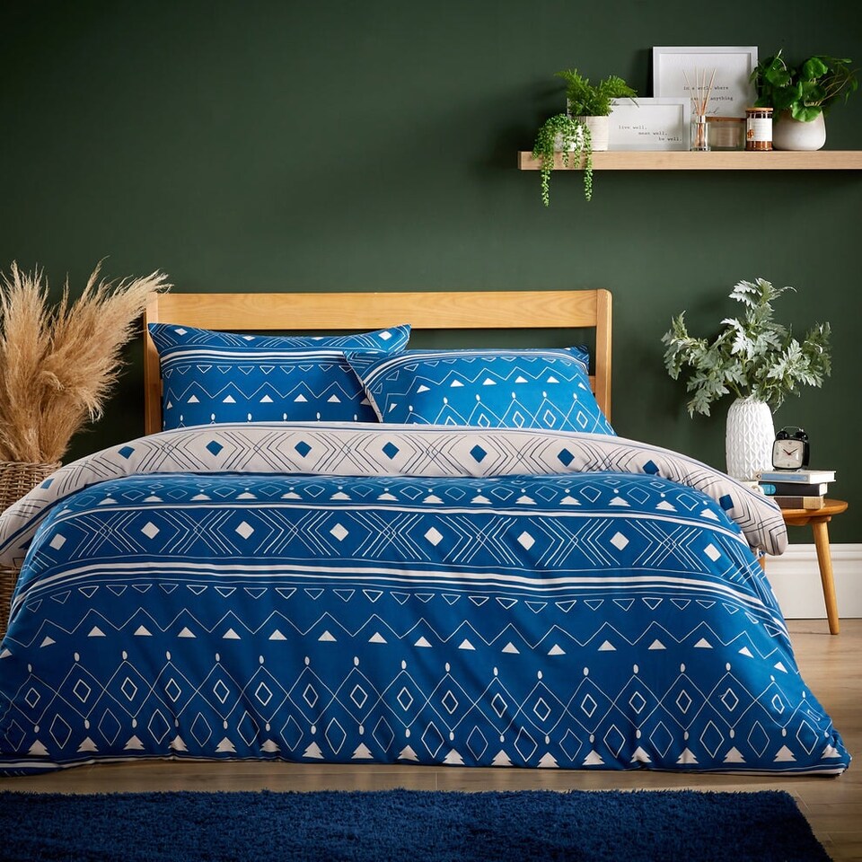 Oslo Flannel Duvet Set in Sapphire - Single Blue | Blue | Single
