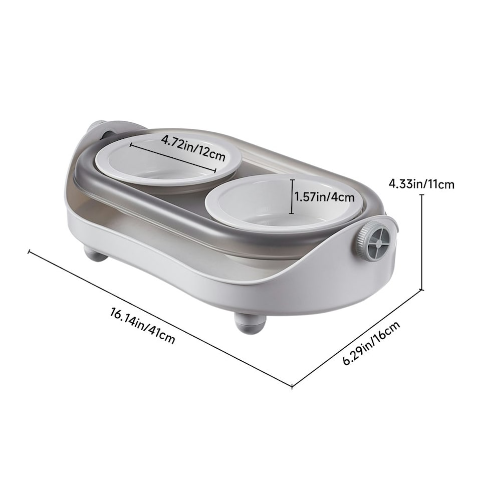 image 1 of Living and Home Adjustable Angle Double Bowl Pet Feeder Multi