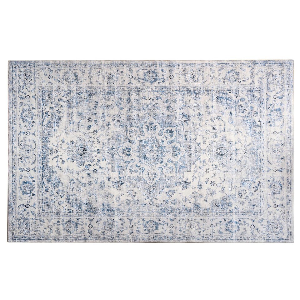 image 1 of OHS Vintage Print Washable Indoor Carpet Floor Rug, 160x230cm - Blue Blue | 160x230cm