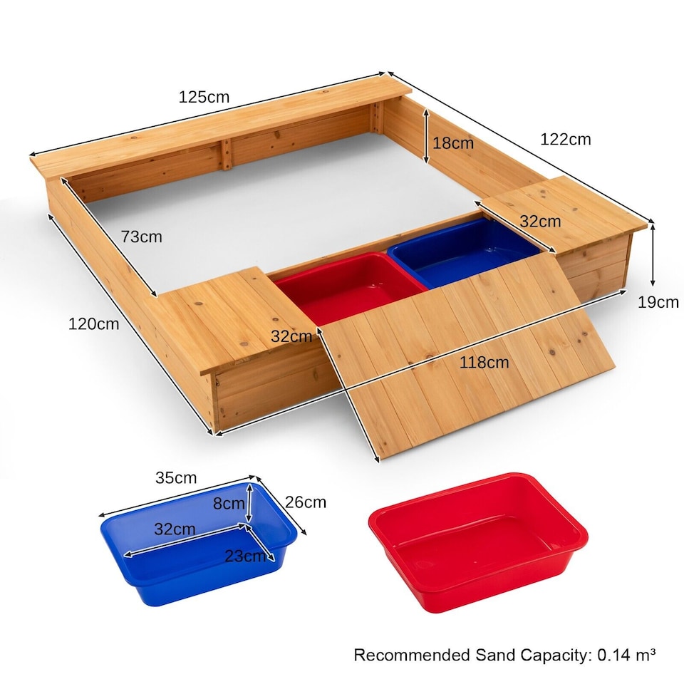 image 1 of COSTWAY Covered Kids Sandbox Kids Wooden Sandbox Outdoor Children Play Station