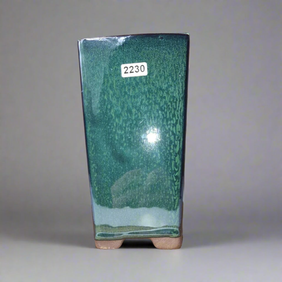 Yorkshire Bonsai 9cm Glazed Bonsai Pot Cascade 9cm x 17cm Dark Green