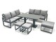 image 2 of Fimous 9 Seater Aluminium Outdoor Garden Furniture Set with Adjustable Rising Lifting Dining Table 3 Seater Sofa 3 Footstools Dark Grey