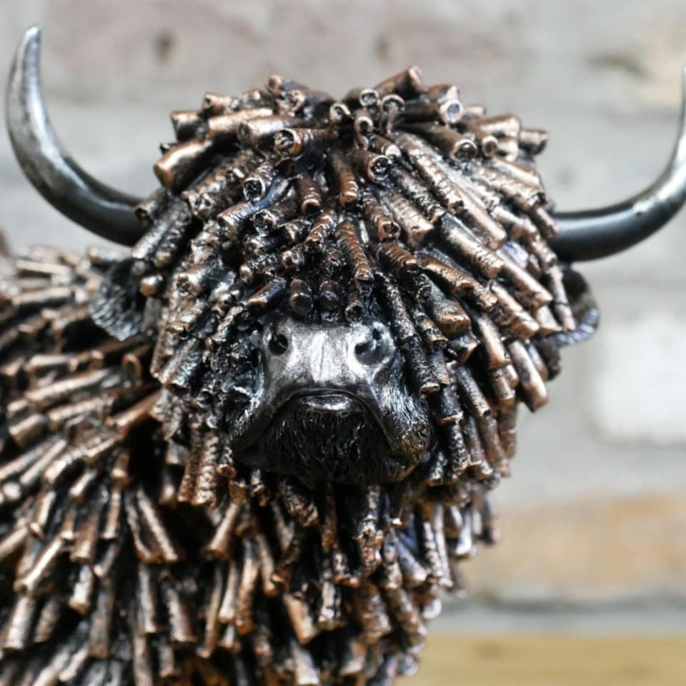 image 1 of Gifts Direct 2 U Bronzed Highland Cow Ornament Bronze