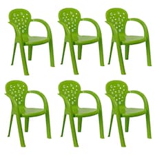 Coloured Plastic Kids Chairs Stackable Nursery Indoor Outdoor Party Garden Play | Green | 6 Pcs Green | 6
