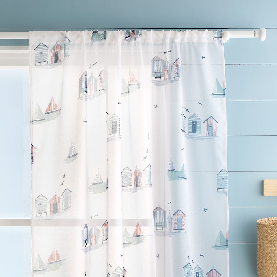 image 1 of Fusion Beach Huts Voile Panel Blue