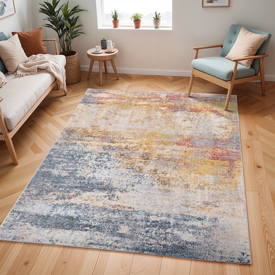 image 1 of LIVABLISS Ankara-Abstract Modern Marble Rug 200 x 275 cm | Grey Blue