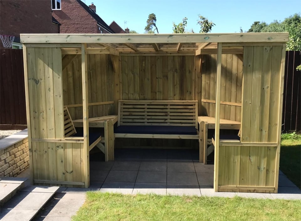 Buttercup Garden Room Shelter - Open Sided Summerhouse - Swedish Redwood - L210 x W335 x H205 cm - Assembly included | Brown