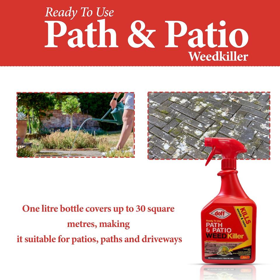 image 1 of Doff Path Patio Weedkiller Ready To Use Systemic Weed Control 1L Spray Bottle