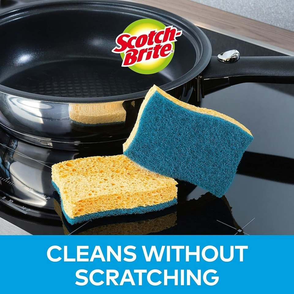 image 1 of Scotch-Brite Delicate Non-Sctratch Cellulose Scrub Sponge Pack of 10 Pieces Yellow