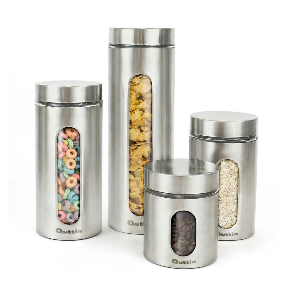 image 1 of Jar Quttin Transparent Silver Glass Steel 2,2 L 10 x 10 x 30,5 cm (12 Units) N/A