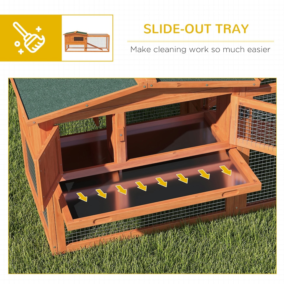 image 1 of PawHut Rabbit Hutch, Bunny Cage with Run & Sliding Tray, Hay Rack, Orange
