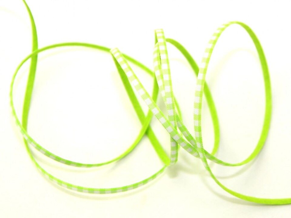 Minerva Apple Green 5mm Felt Gingham Ribbon for Dressmaking - per metre