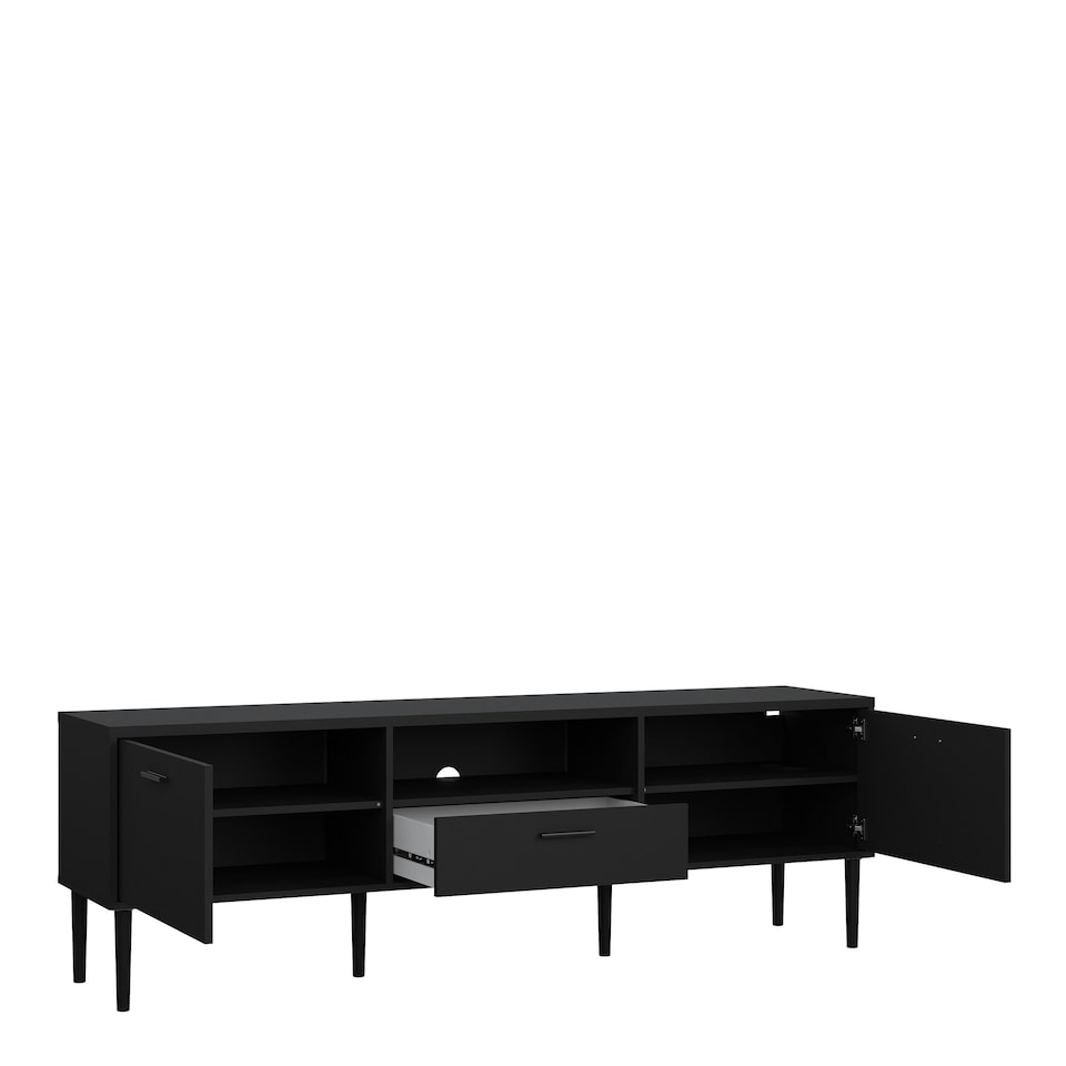 image 1 of Media TV Unit with 2 Doors 1 Drawer in Black
