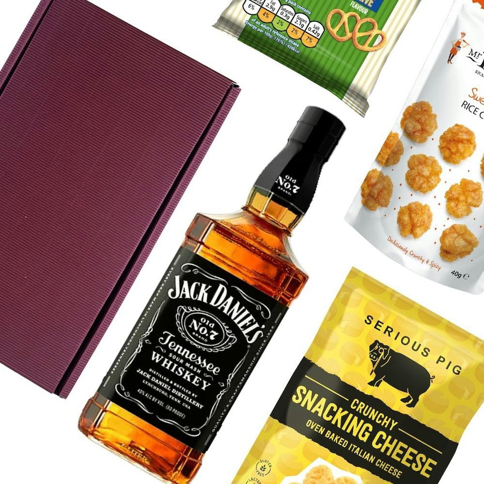 image 1 of Jack Daniels Original Old No. 7 Whisky Nibbles Hamper 70cl 40% abv