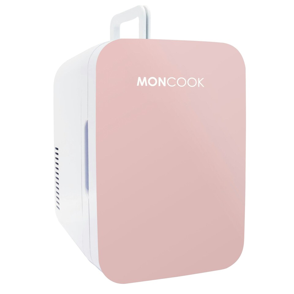 image 1 of MONCOOK Mini Fridge For Bedrooms - Small, Portable & Quiet - Glass Door Mini Fridge For Skincare, Food & Drinks - Cooling & Warming Function - 6L White