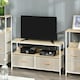image 2 of HOMCOM TV Cabinet, TV Console Unit with 2 Foldable Linen Drawers Maple Colour