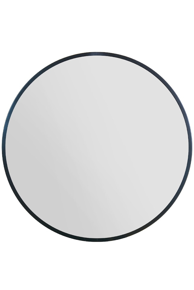 image 1 of The Fenestra - Black Edged Circular Modern Wall Mirror 43" (110CM) Diameter | Black