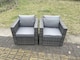 image 4 of Fimous 5 Seater Outdoor PE Rattan Garden Furniture Gas Fire Pit Dining Table Lounge Sofa 2 PC Armchairs Dark Grey Mixed Patio