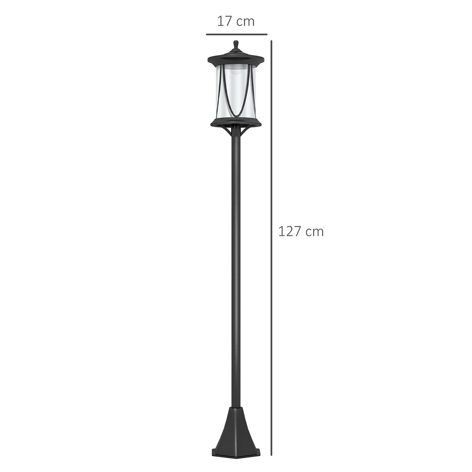 image 1 of Outsunny 1.3 M LED Outdoor Street Light, Waterproof IP44, Cool White Black | Black