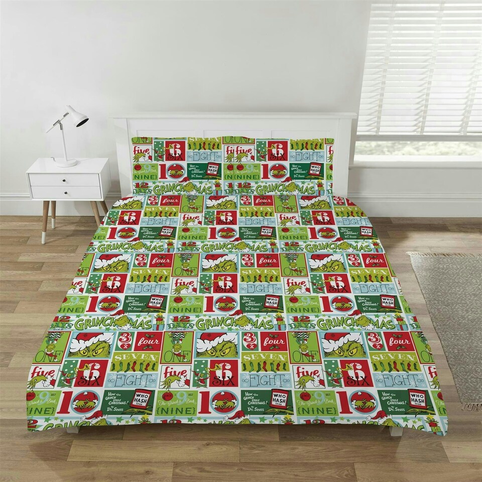 image 1 of The Grinch 12 Days of Christmas Duvet Cover Set - Double