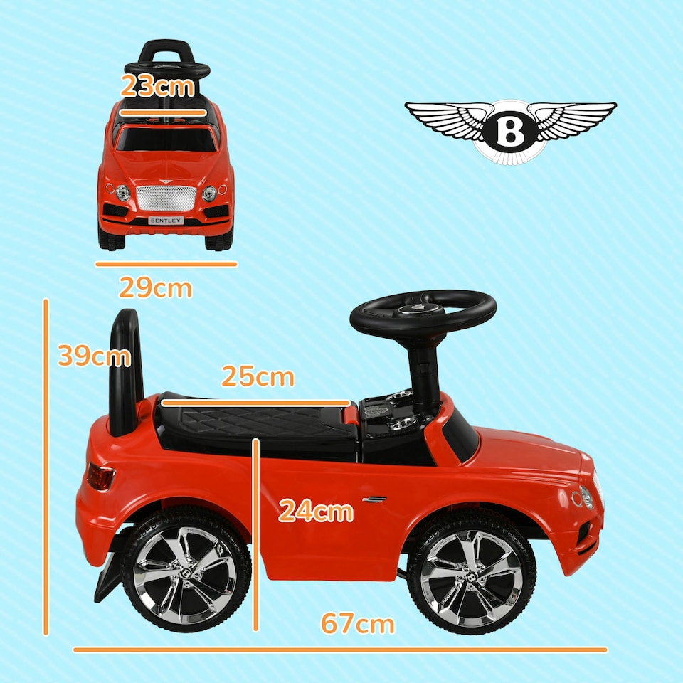 image 1 of AIYAPLAY Bentley Licensed Ride on Car, Foot to Floor w/ Music Horn - Red