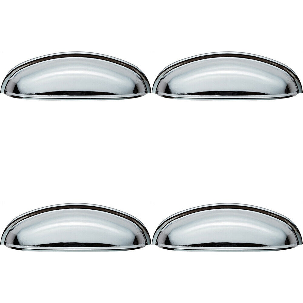 Loops 4x Shaker Cup Pull Handle 124 x 35mm 96mm Fixing Centres Polished Chrome