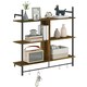 image 1 of HOMCOM Wall Shelf Unit with 4 Hooks for Living Room Rustic Brown