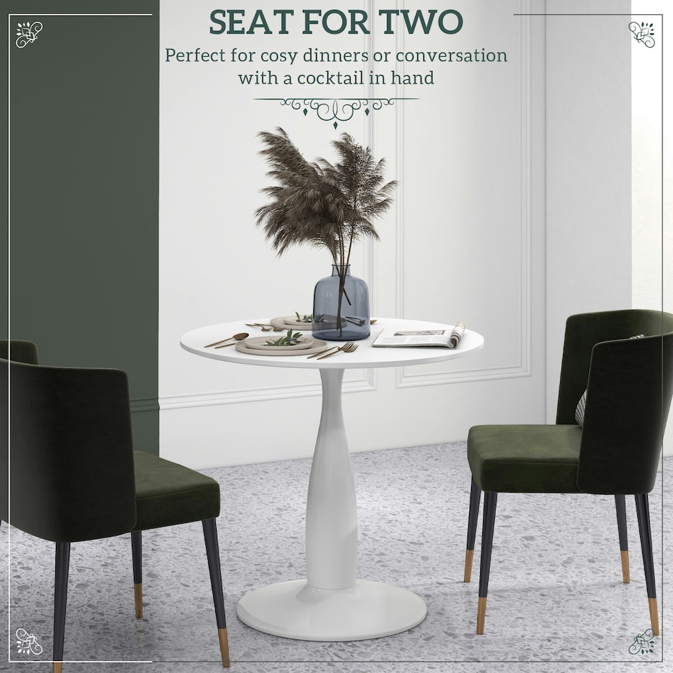 image 1 of HOMCOM Round Dining Table with Steel Base for Living Room, Dining Room