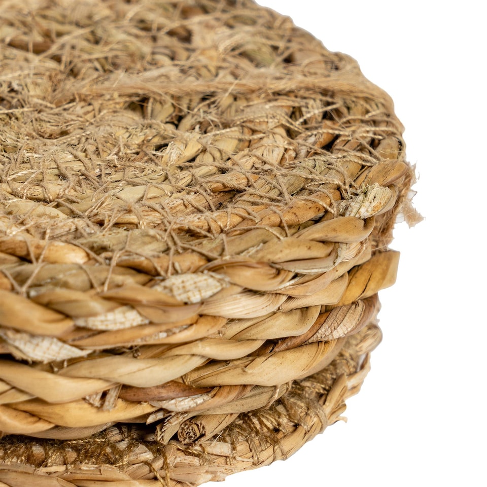 image 1 of Argon Tableware Round Woven Typha Coasters - 10cm - Pack of 6
