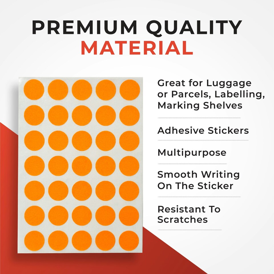 image 1 of Pack of 140 Fluorescent Red 13mm Round Labels - Stickers