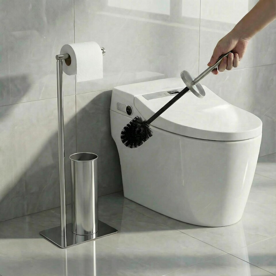 image 1 of Alivio 2-in-1 Bathroom Floor Stand with Paper Holder & Brush (22 x 16 x 67cm)