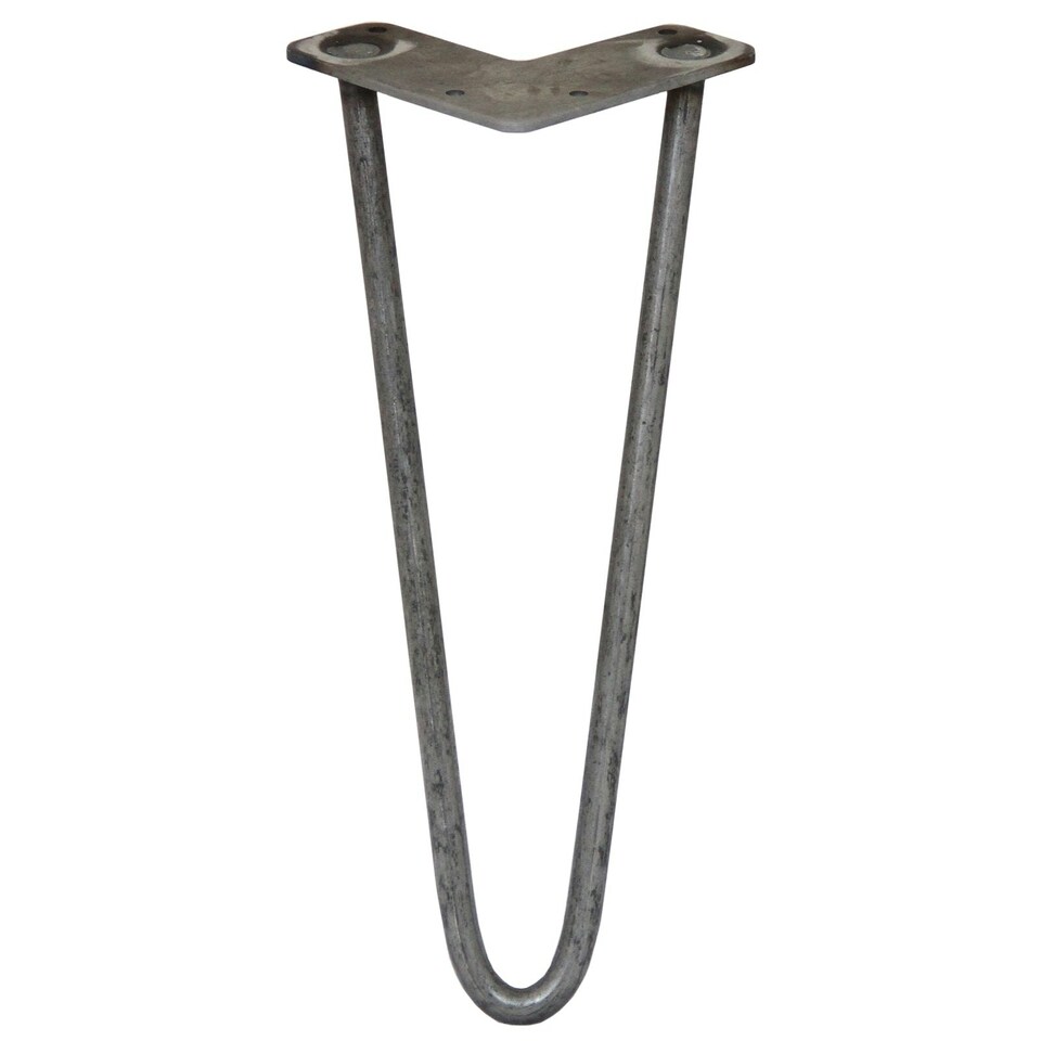 image 1 of 4 x 12" Hairpin Legs - 2 Prong - 12mm - Raw Steel Silver