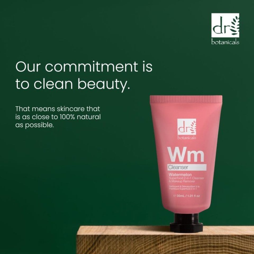 image 1 of Dr. Botanicals Watermelon Superfood Anti-Ageing 2-In-1 Cleanser & Makeup Remover 30ml for Fine Lines, Wrinkles, Brightening