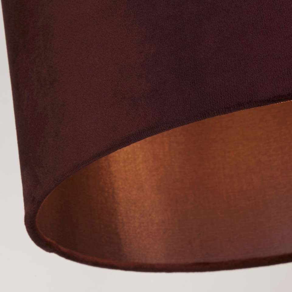 image 1 of Plum 30cm Velvet Drum Shade Silk Liner