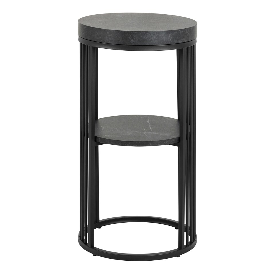 image 1 of Strington Round Bedside Table 1 Shelf in Matt Black Black