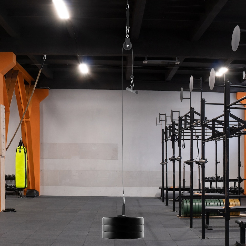 image 1 of SPORTNOW Cable Pulley System, Lat Pull Down System with DIY Loading Weight Pin