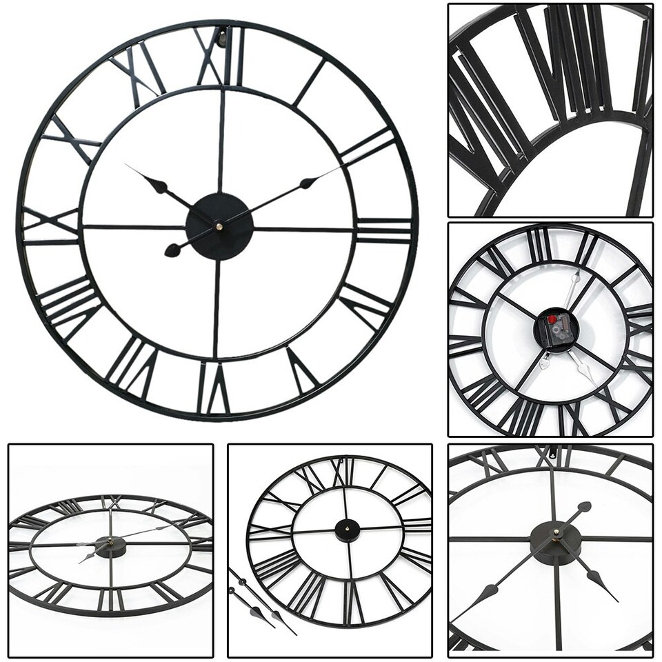 image 1 of Living and Home Vintage Wall Clock with Roman Numerals for Home Decor